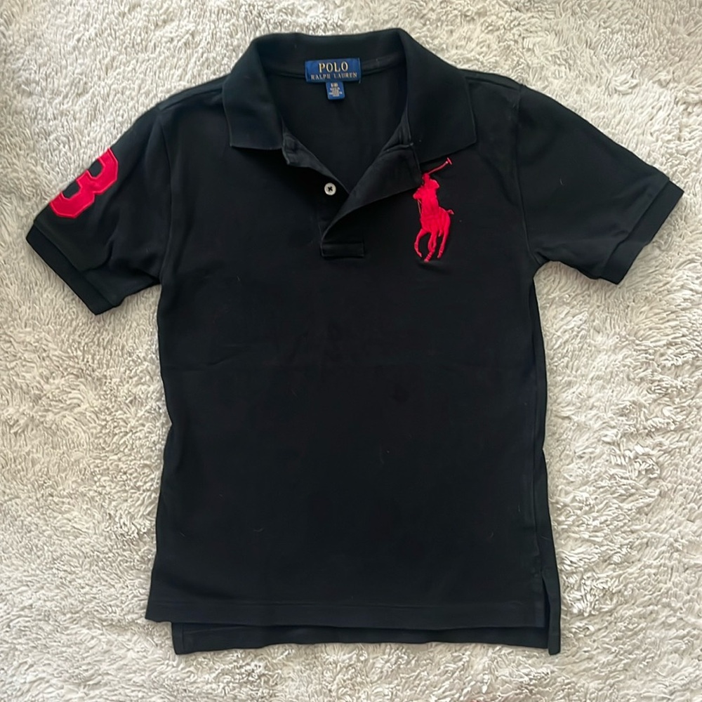 Polo short sleeve black boys size 8